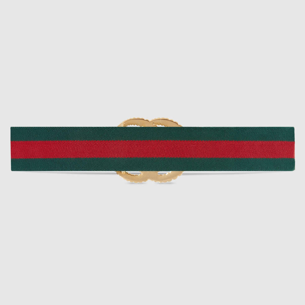 G*u*i web elastic belt with torchon double g buckle 524101