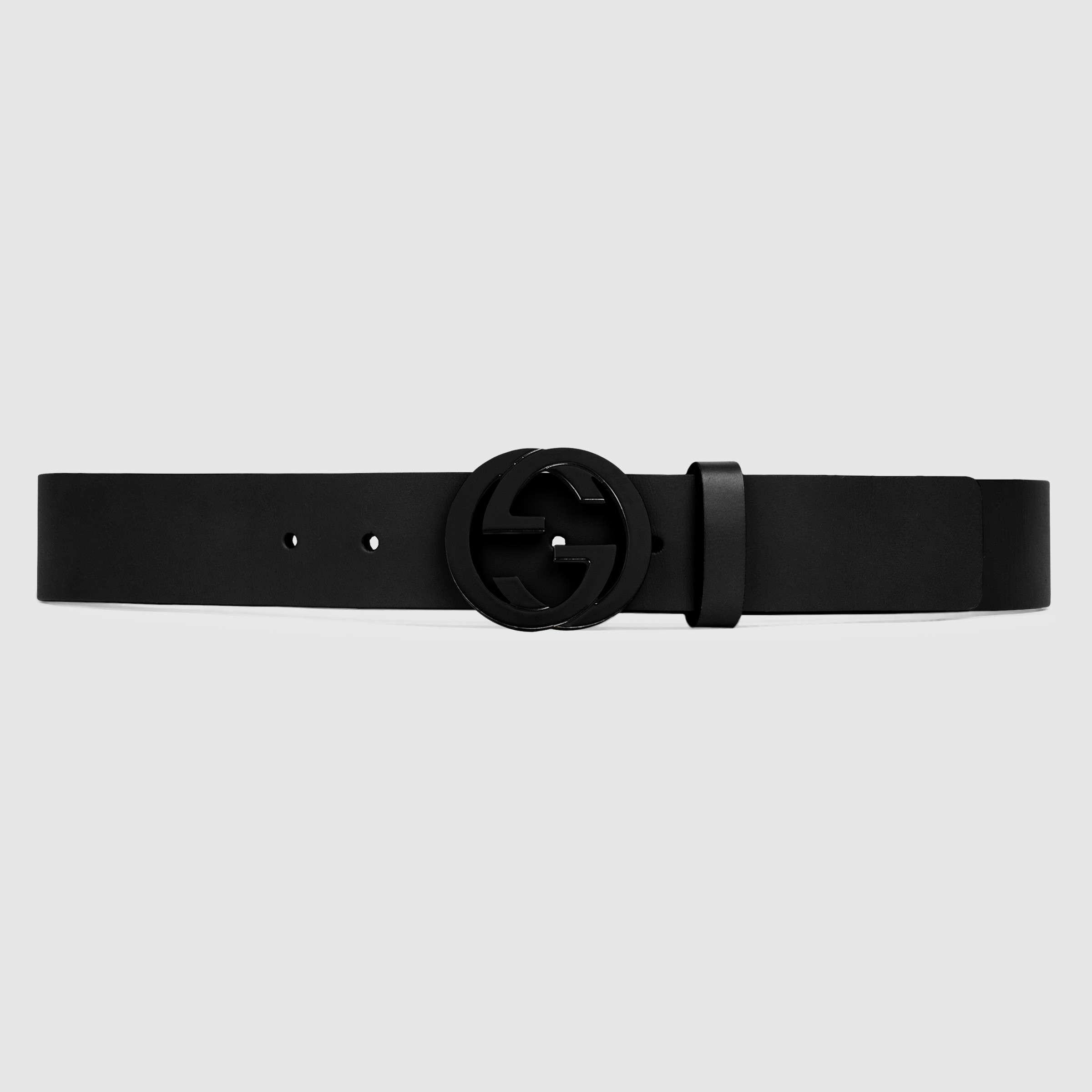 G*u*i leather belt with interlocking g buckle 368186