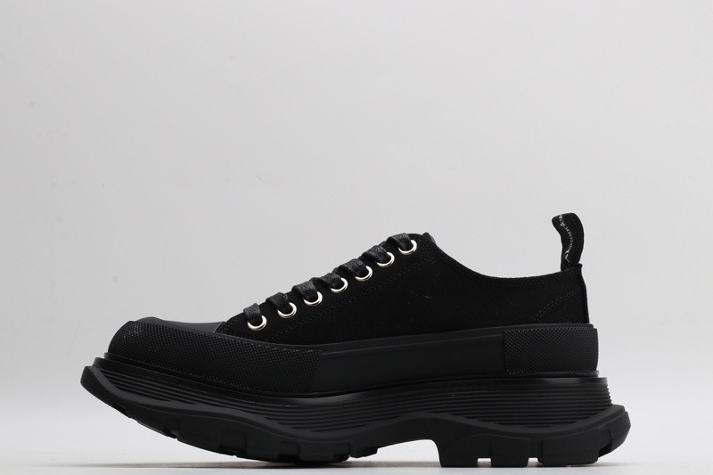 alex mcq tread slick lace up in black with letters