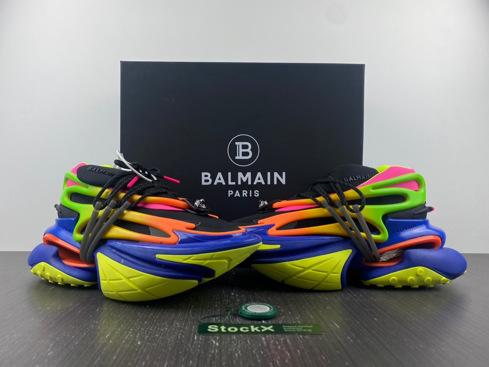 balmain neoprene and leather unicorn low-top sneakers am1vj308