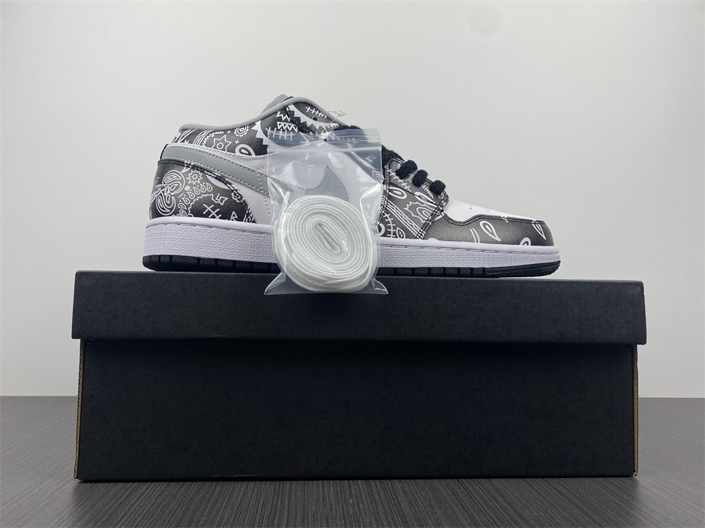 jordan 1 low black white grey - 553558-040