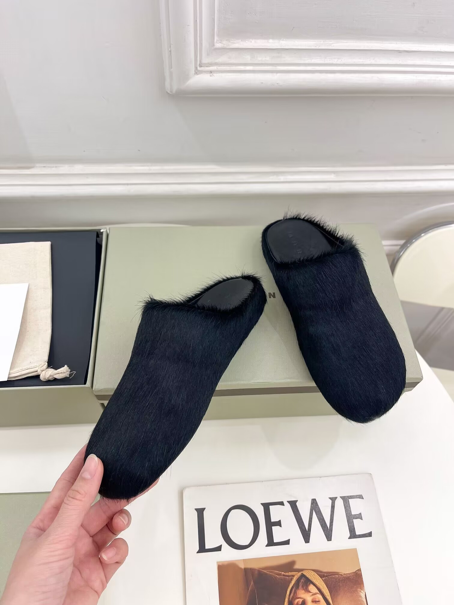 Ma*n1 black fussbett sabot loafers