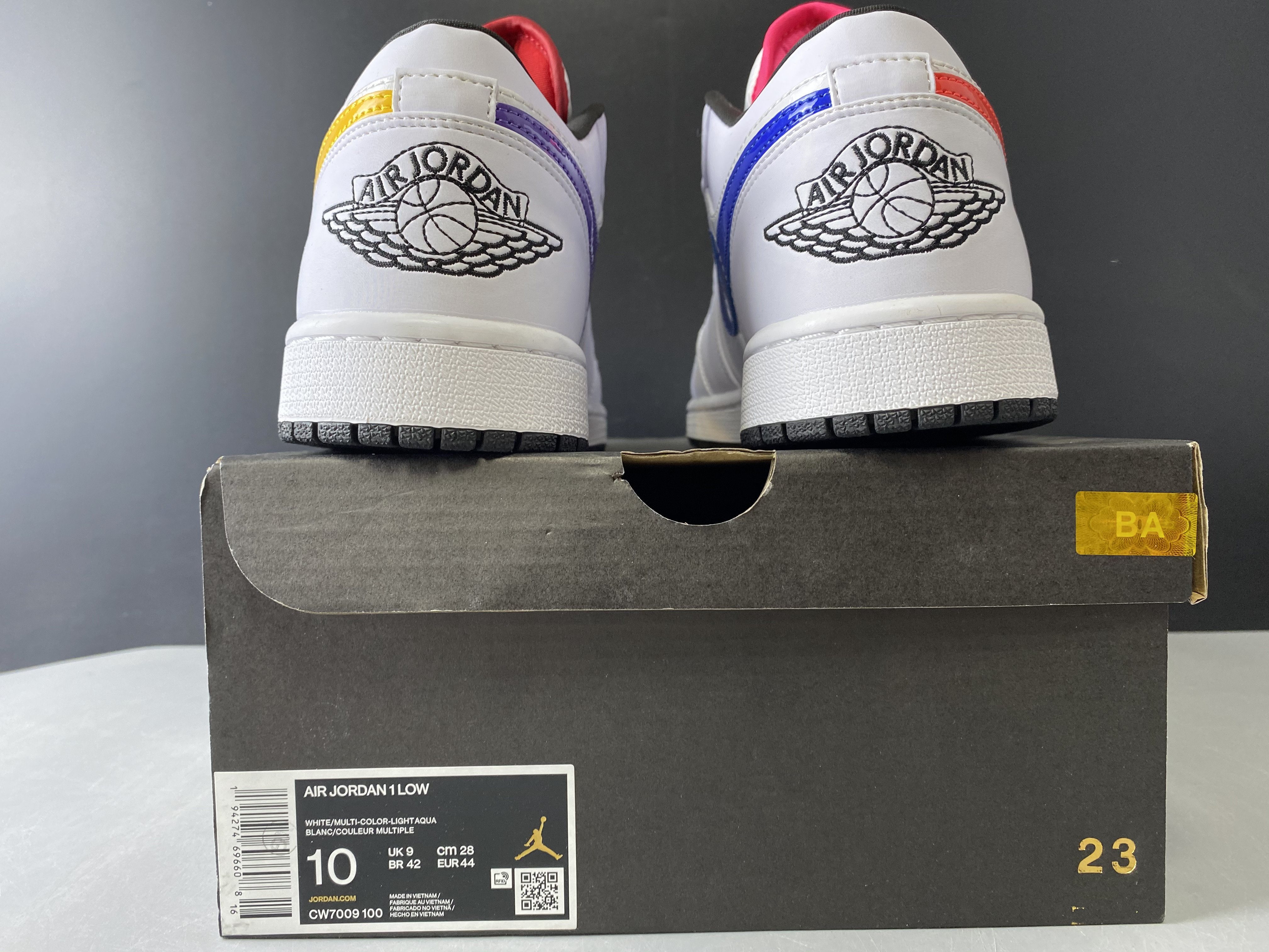 jordan 1 low white multi-color - cw7009-100